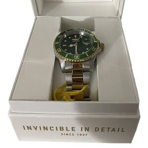 Invicta Green Face Two Tone Watch